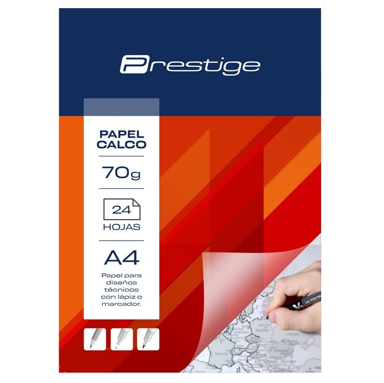 Papel calco Prestige A4 70g 24 hojas
| PAPELERÍA