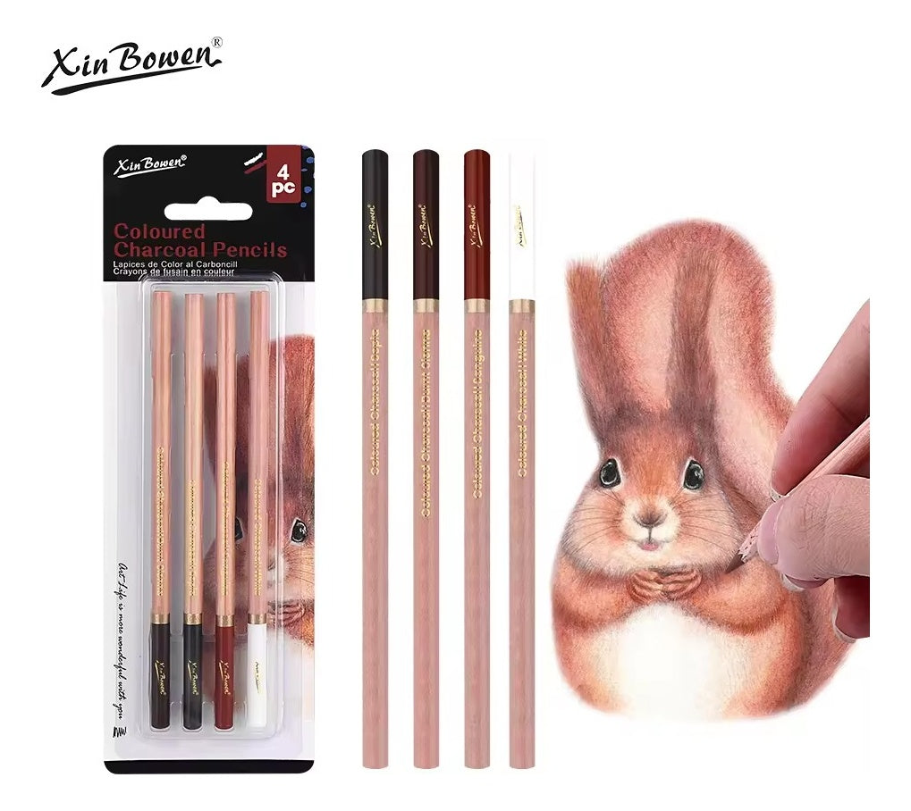 Set de 4 lápices de color al carboncillo Xin Bowen | PAPELERÍA