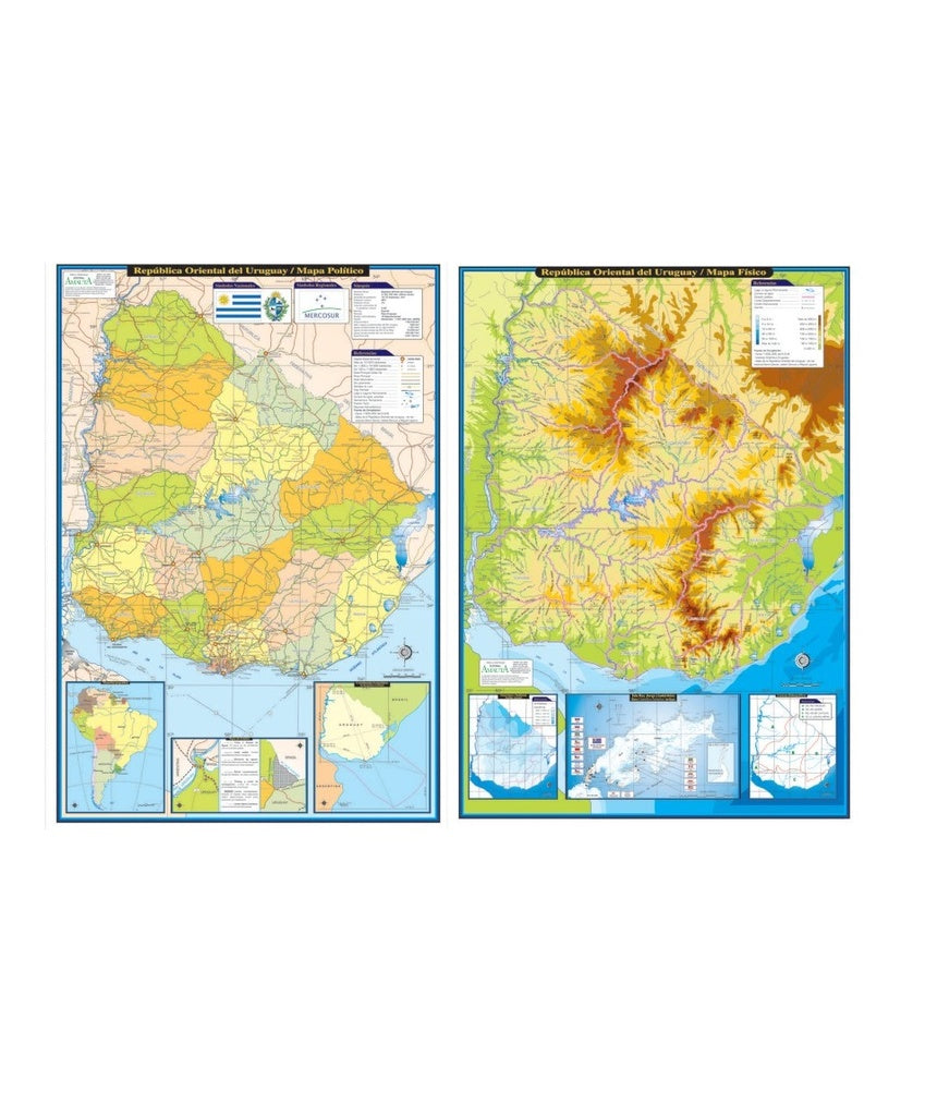 Mapa Uruguay físico y político plastificado reversible 70 x 100 cm
| EDITORIAL AMAUTA