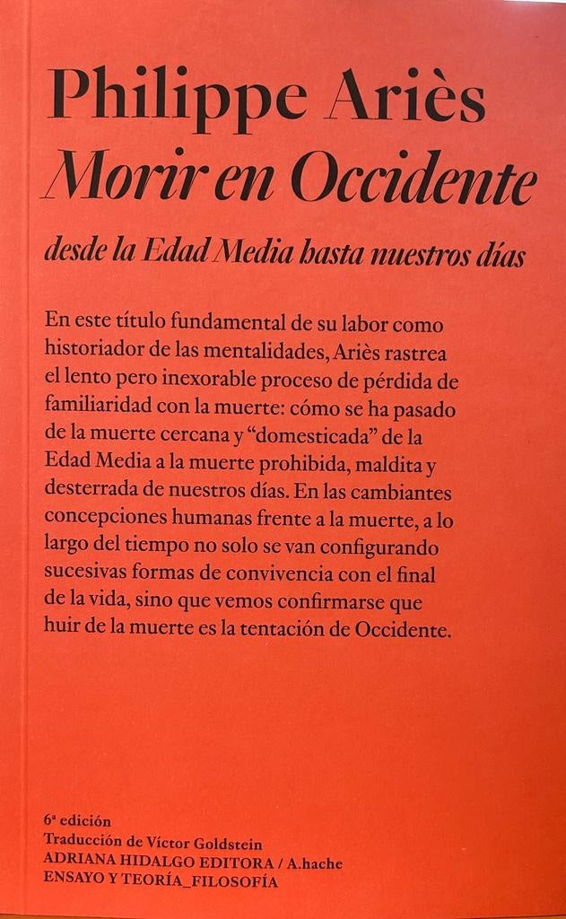 MORIR EN OCCIDENTE | PHILIPPE ARIES