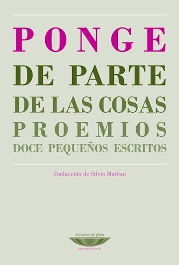 DE PARTE DE LAS COSAS | FRANCIS PONGE