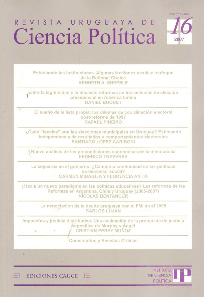 REVISTA URUGUAYA 16 DE CIENCIA POLITICA N. 16 2007