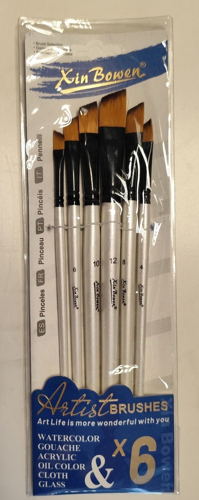 Set de 6 pinceles biselados HB-3352 | PAPELERÍA