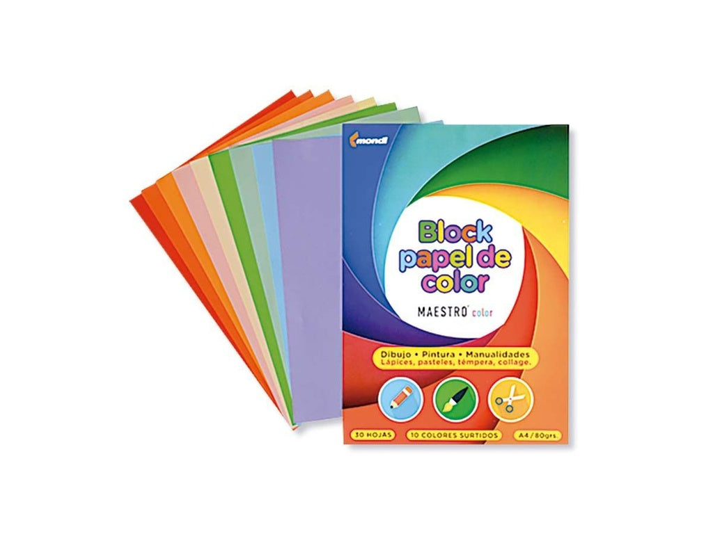 Bloc c/30 hojas de papel de color Maestro, A4, 80 g, surtidas
| PAPELERÍA