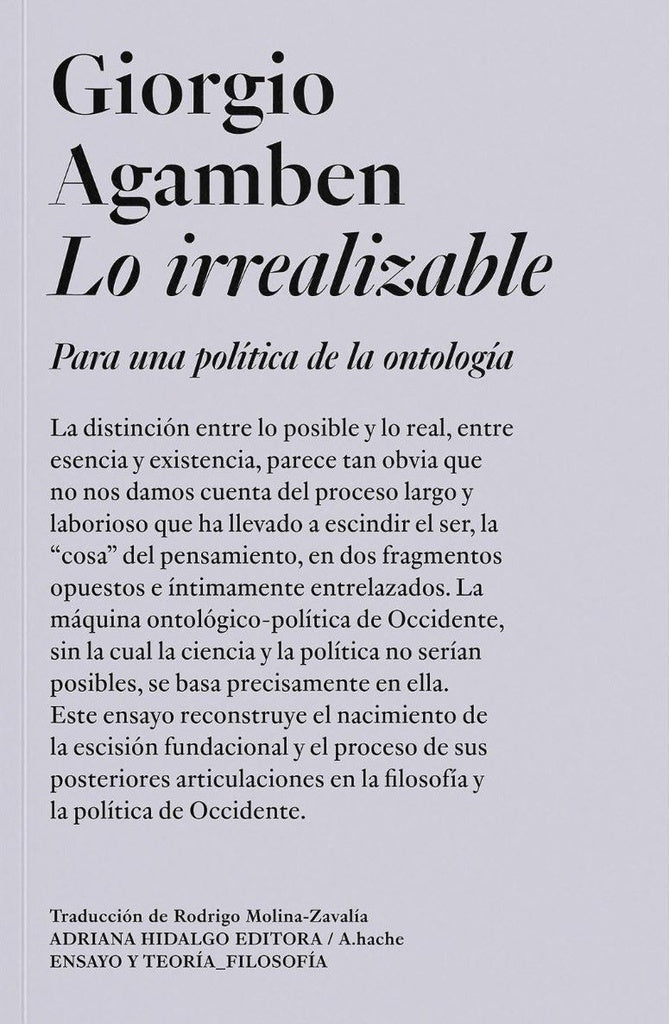 IRREALIZABLE, LO | AGAMBEN GIORGIO