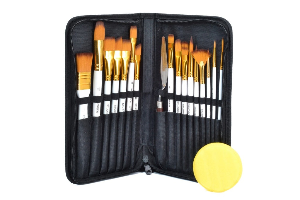 Estuche de Pinceles (17 piezas), 7 estilos, Espátula y Esponja
| PAPELERÍA