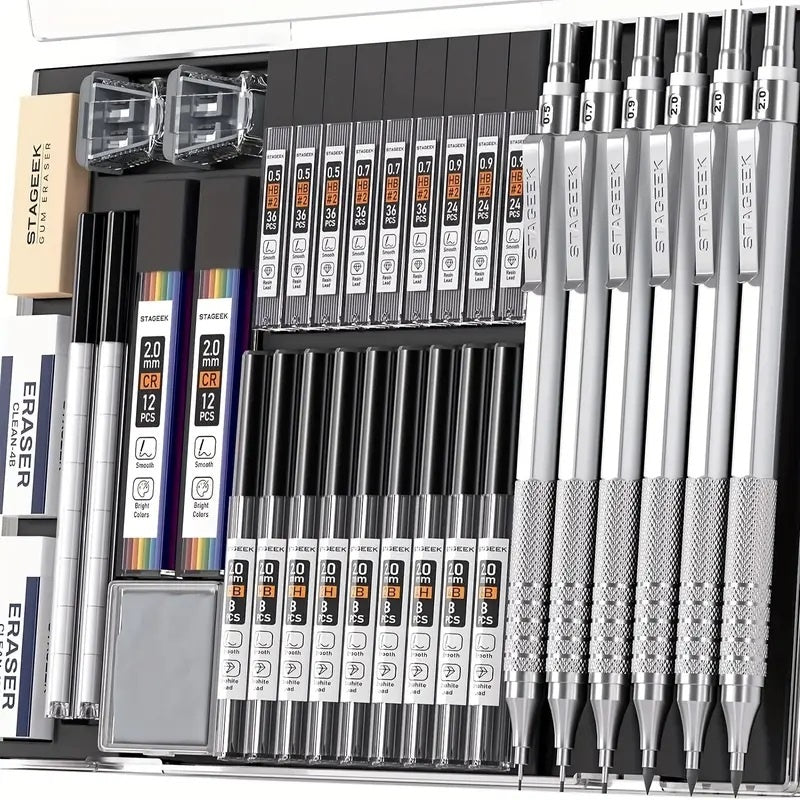 Set profesional de 6 lápices mecánicos Stageek + accesorios (34 piezas)
| PAPELERÍA