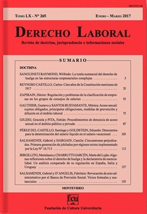Derecho laboral. Revista 265 | FCU