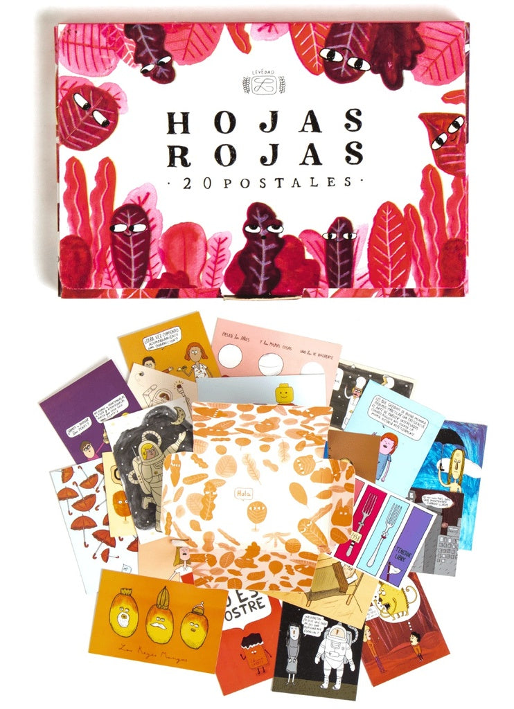 Pack postal Rey Ananá. Hojas rojas | LEVEDAD