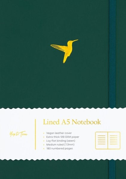 Cuaderno Colibrí (Verde oscuro, con renglones) | Yop & Tom