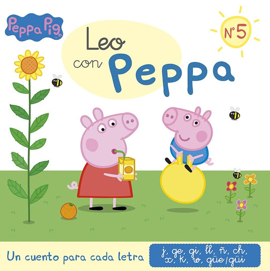 Peppa Pig. Lectoescritura Leo con Peppa 5. Un cuento para cada letra: j, ge, gi, ll, ñ, ch, x, k, w, | Hasbro/Eone