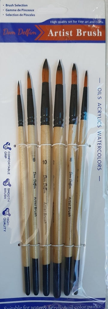 Set de 6 pinceles redondos Duro Delfín Artist Brush | PAPELERÍA