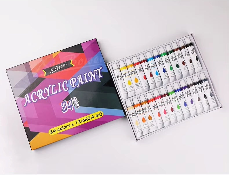 Caja con 24 tubos de pintura acrílica Xin Bowen | PAPELERÍA