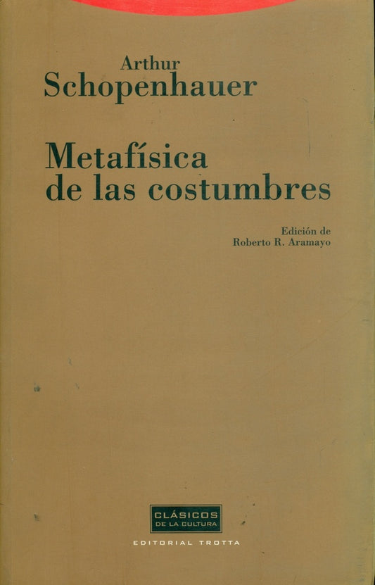 METAFISICA DE LAS COSTUMBRES CLA | SCHOPENHAUERARTHUR