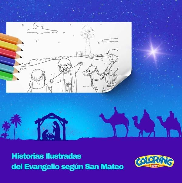Historias Ilustradas del Evangelio segun San Mateo. Coloring Book. | Cervantes Digital