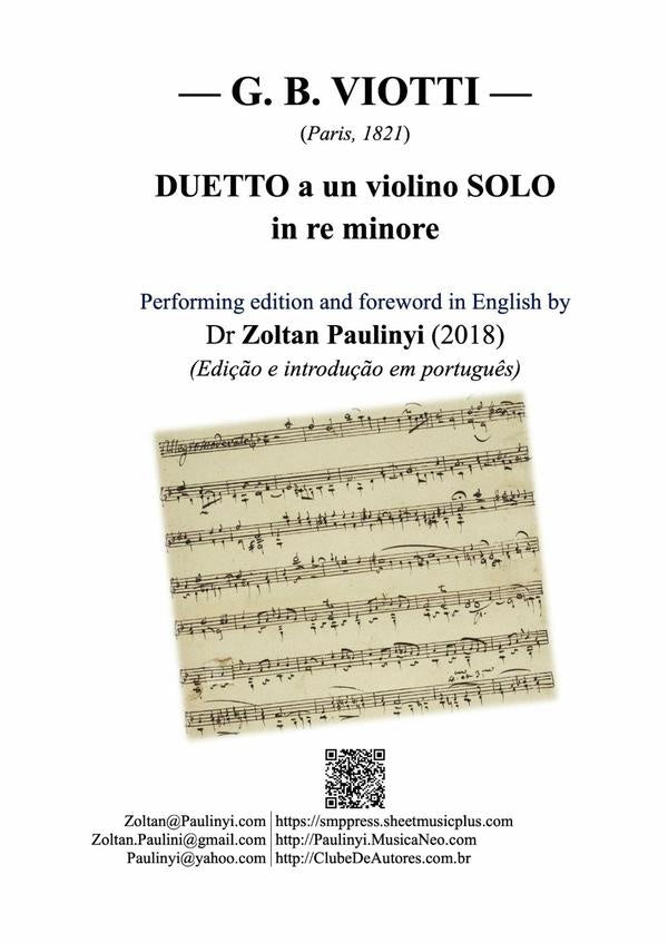 Duetto A Un Violino Solo In Re Minore (dueto Para Um Violino So Em Re Menor, Prefacio Em Portugu?s), | GiovanniBattista Viotti