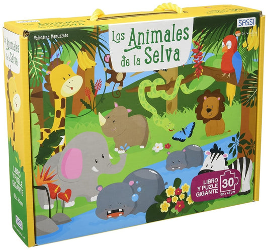 ANIMALES DE LA SELVA, LOS. LIBRO Y PUZLE GIGANTE | Sassi