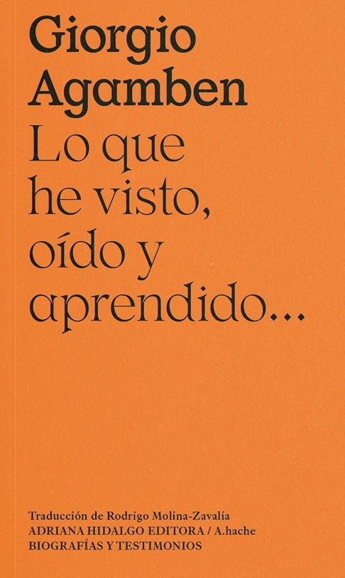 QUE HE VISTO, OIDO Y APRENDIDO..., LO | AGAMBEN GIORGIO