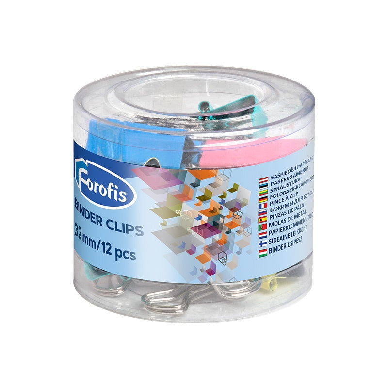 Pinzas sujetapapeles 32 mm, pack 12 | PAPELERÍA