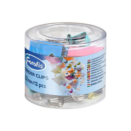 Pinzas sujetapapeles 32 mm, pack 12 | PAPELERÍA