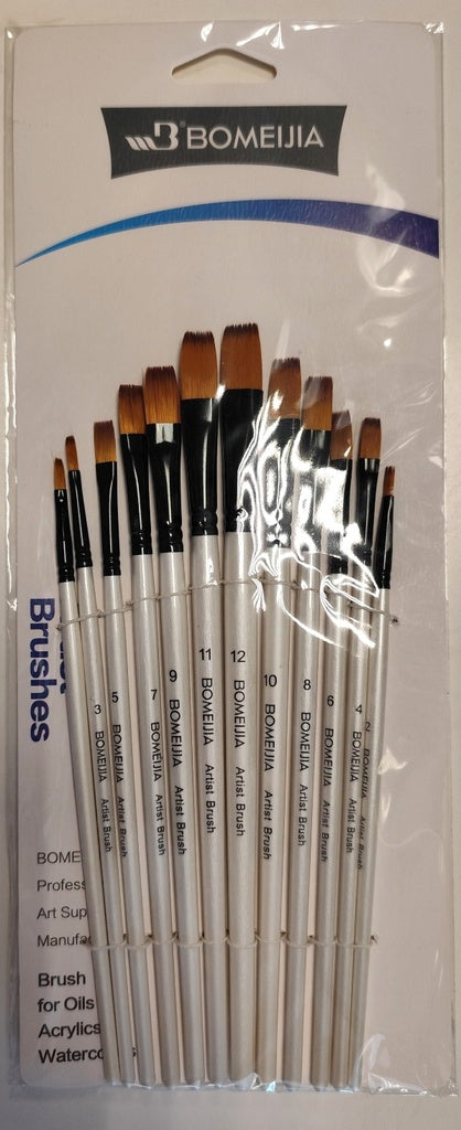 Set de 12 pinceles planos Bomeijia | PAPELERÍA