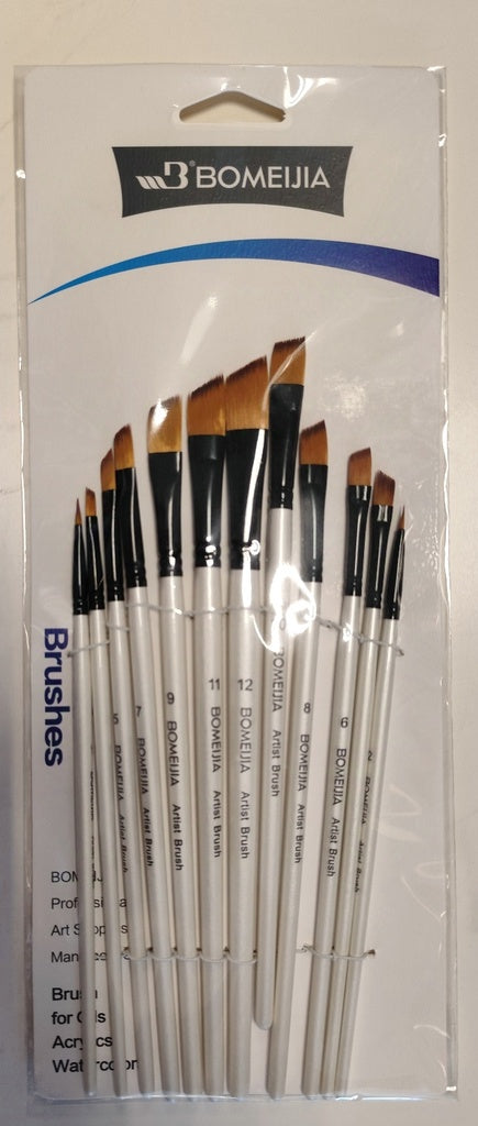 Set de 12 pinceles biselados Bomeijia | PAPELERÍA