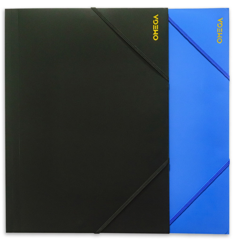 Carpeta Plástica Omega A4 con Elástico (Color Azul) | PAPELERÍA