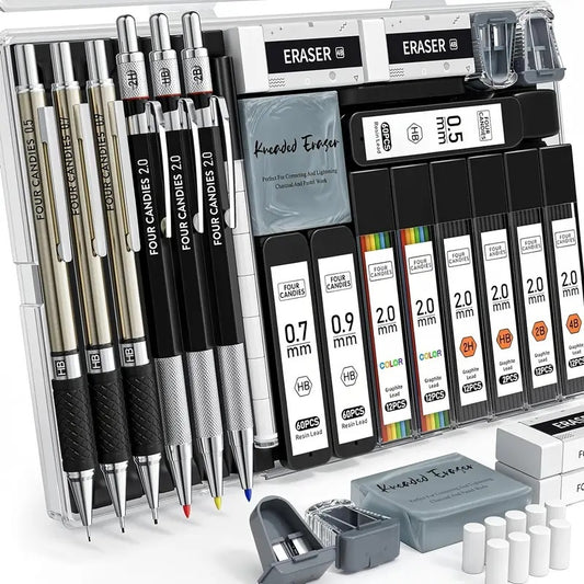 Set profesional de 6 lápices mecánicos Four Candies + accesorios  | PAPELERÍA