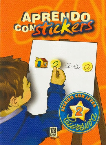Aprendo con stickers 2. Escribo con letra cursiva | FLOR NEGRA PEQUES