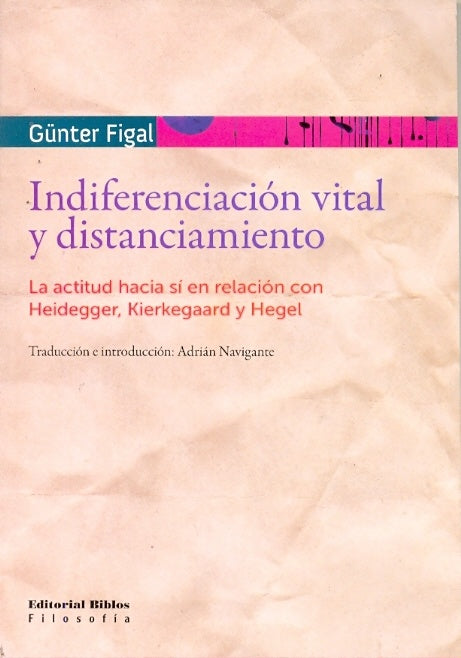 Indiferenciación vital y distanciamiento, la actitud hacia sí en la relación con Heidegger, Kierkega | Günter Figal