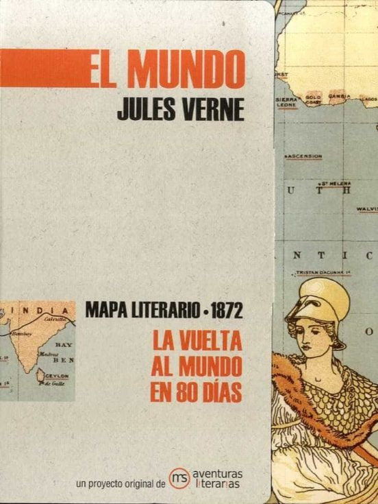 El mundo. Jules Verne. Mapa literario - 1872  | Aventuras literarias