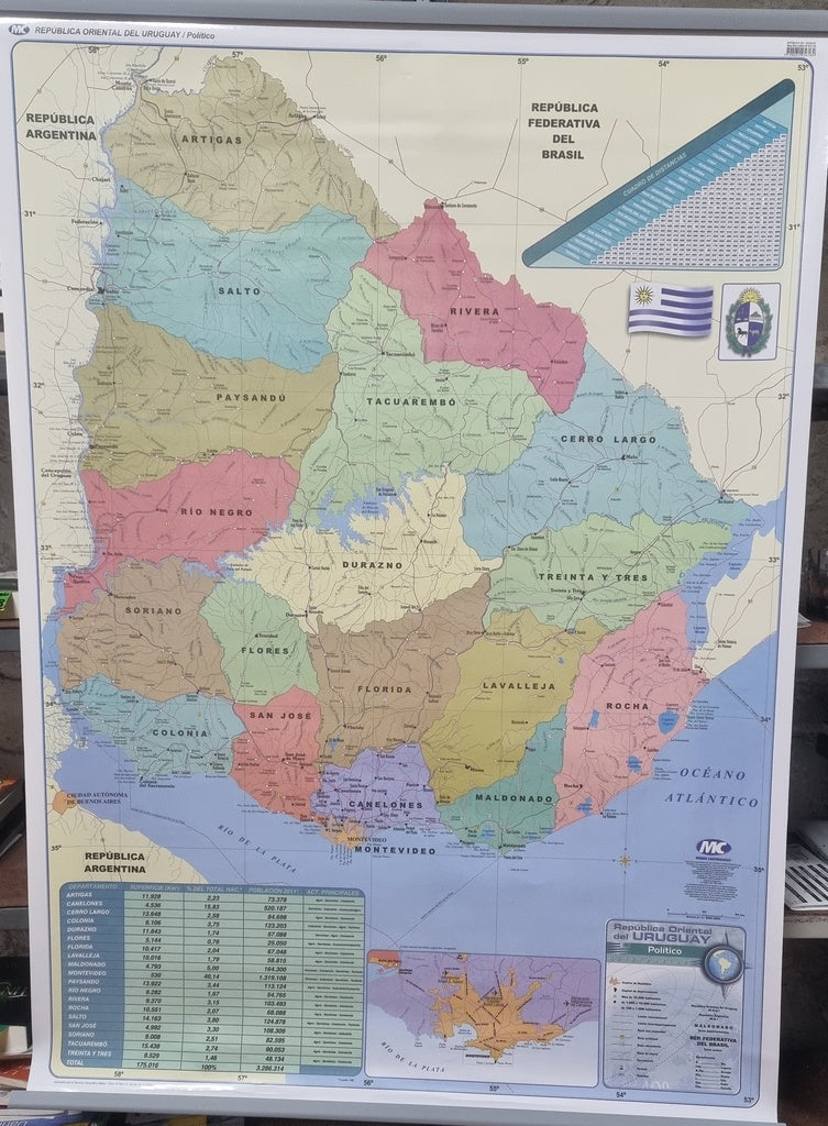 Mapa de Uruguay físico y político | Varios autores